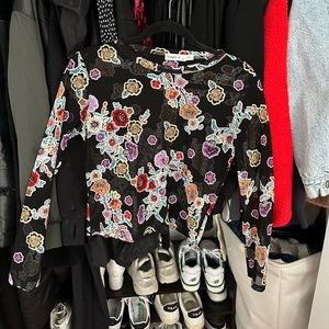 Rainbow Floral Mesh Long Sleeve